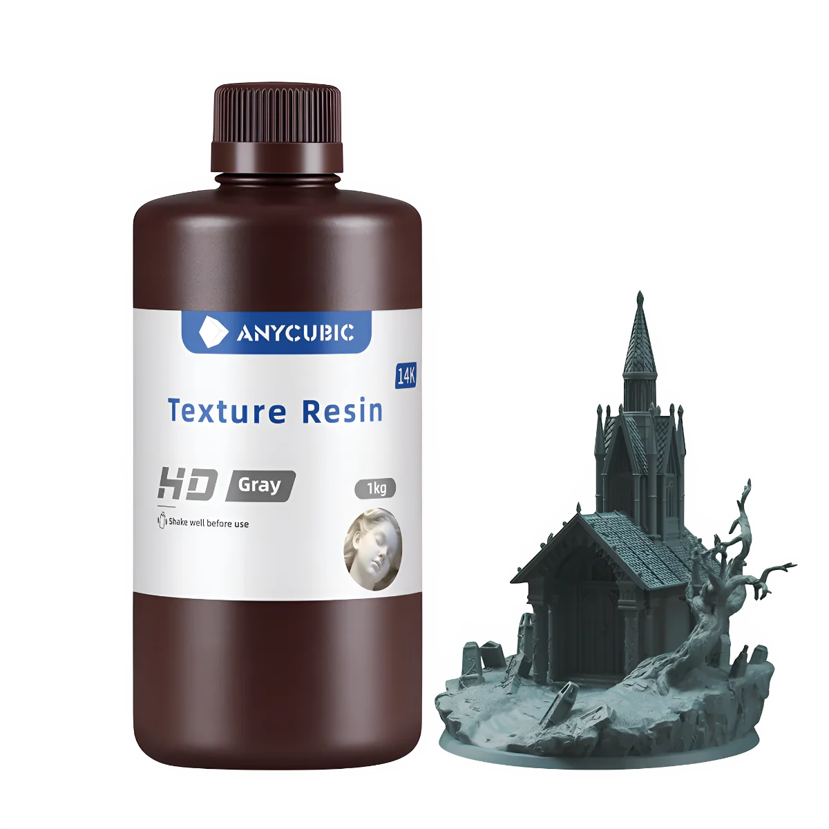 Anycubic Texture Resin HD ir atspausdinta gotikinė bažnyčia